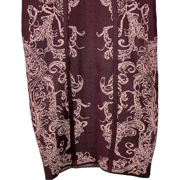 WOW WORLD OF WOMEN FLORAL METALLIC CHERRY CUTOUT LONG SLEEVE BODYCON DRESS - Picture 10 of 16